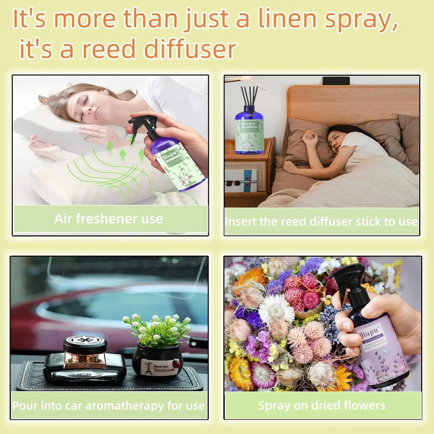 Natural Bedroom Linen Spray | Gardenia & Jasmine Scented Room Mist with Plant Extracts for Sheets, Pillows & Curtains  9oz