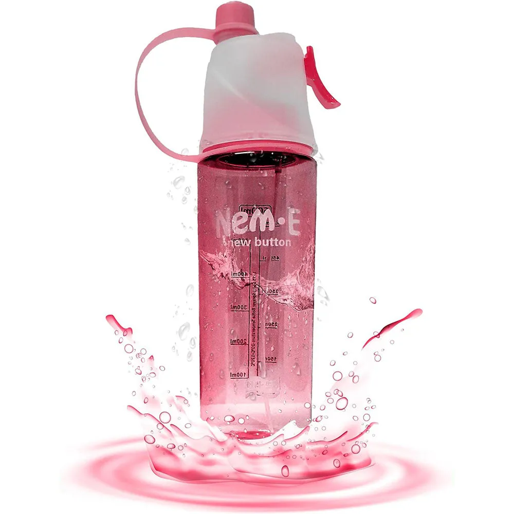 (NET) Sports Water Bottle Misting Sports Water Bottle Easy Clean PC Cup Body with Handle 600 ML