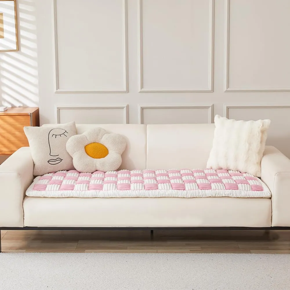 Non Slip Couch Cover for Dogs Washable, Pet Covers for Sofa 3 Cushion Couch Sofa Pet Friendly (Pink, 27.6" x 70.9")