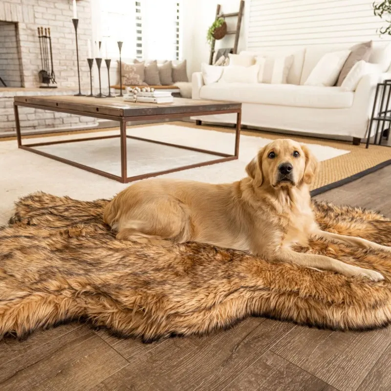 Paw Brands, PupRug™ Faux Fur Orthopedic Dog Bed, Curve Sable Tan