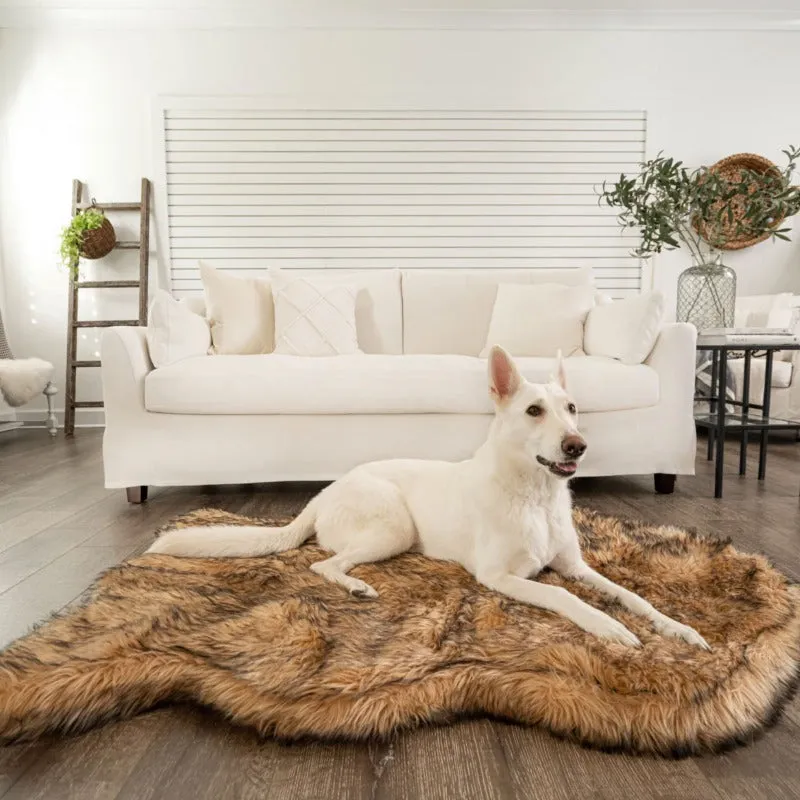 Paw Brands, PupRug™ Faux Fur Orthopedic Dog Bed, Curve Sable Tan