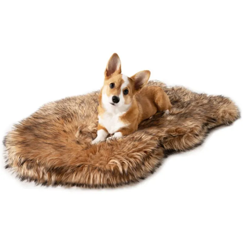 Paw Brands, PupRug™ Faux Fur Orthopedic Dog Bed, Curve Sable Tan