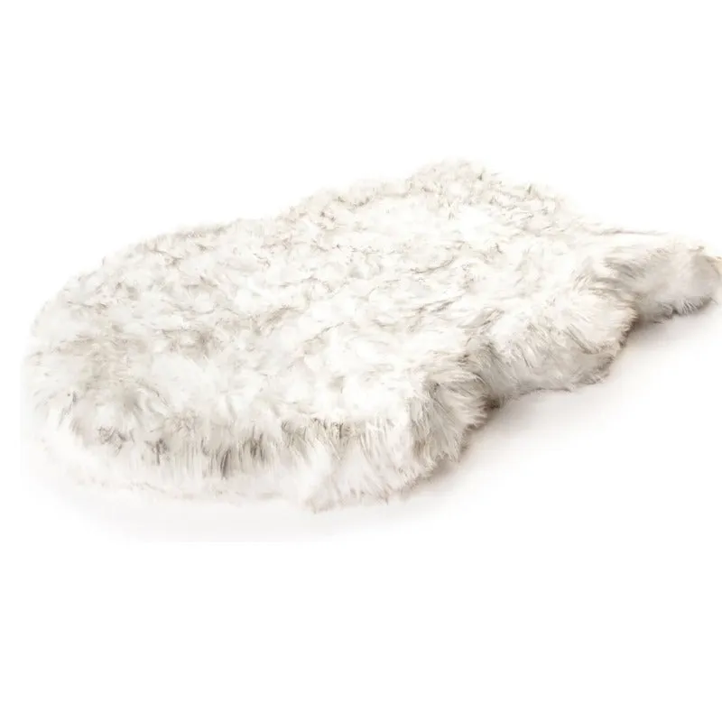 Paw Brands, PupRug™ Faux Fur Orthopedic Dog Bed, Curve White with Brown Accents