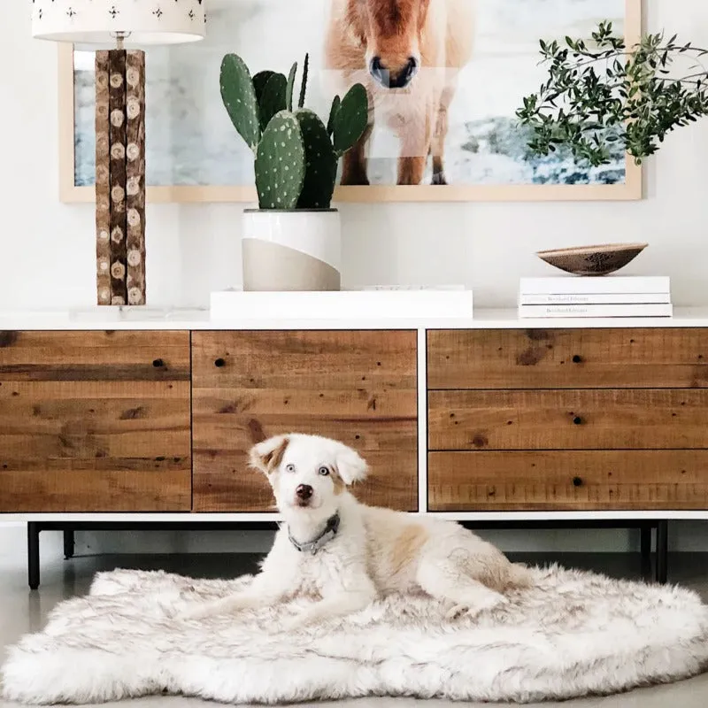 Paw Brands, PupRug™ Faux Fur Orthopedic Dog Bed, Curve White with Brown Accents