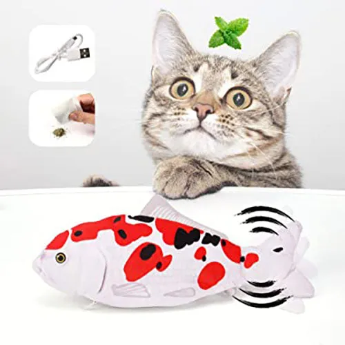 PawfectPals Interactive Touch Sensitive Fish Toy with Catnip (Koi)
