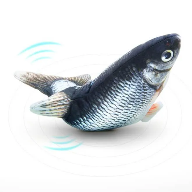 PawfectPals Interactive Touch Sensitive Fish Toy with Catnip (Silver)