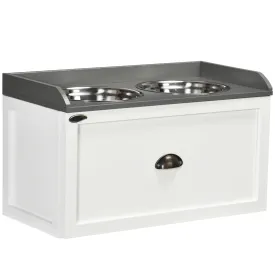 PawHut Stainless Steel Raised Dog Bowl w/ 21L Storage Drawer, for Large Dogs