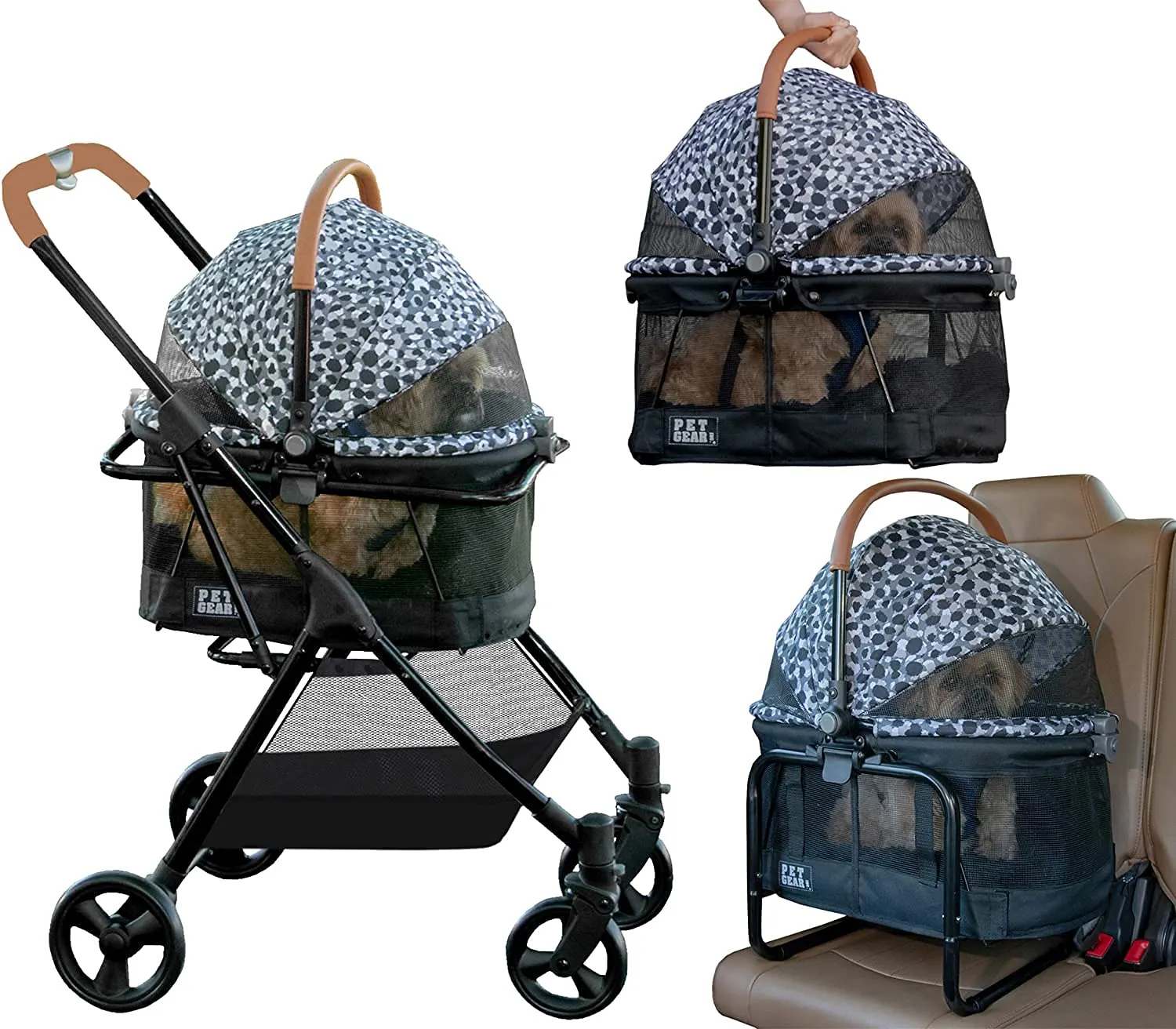 Pet Gear, A Vermont Family Owned Company Since 1936, 3-in-1 Travel System, View 360 Stroller Converts to Carrier and Booster Seat with Easy Click N Go Technology, for Small Dogs & Cats, 4 Colors