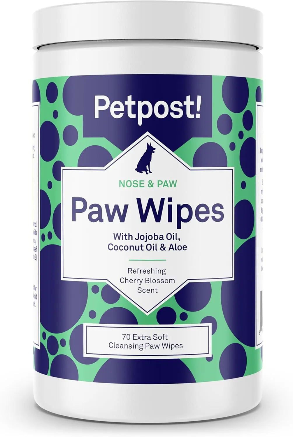 Petpost | Paw Wipes for Dogs - Nourishing, Revitalizing Dog Paw Cleaner with Coconut Oil, Jojoba Oil, and Aloe - Ultra Soft Cotton Pads - Cherry Blossom Scent 70 ct.