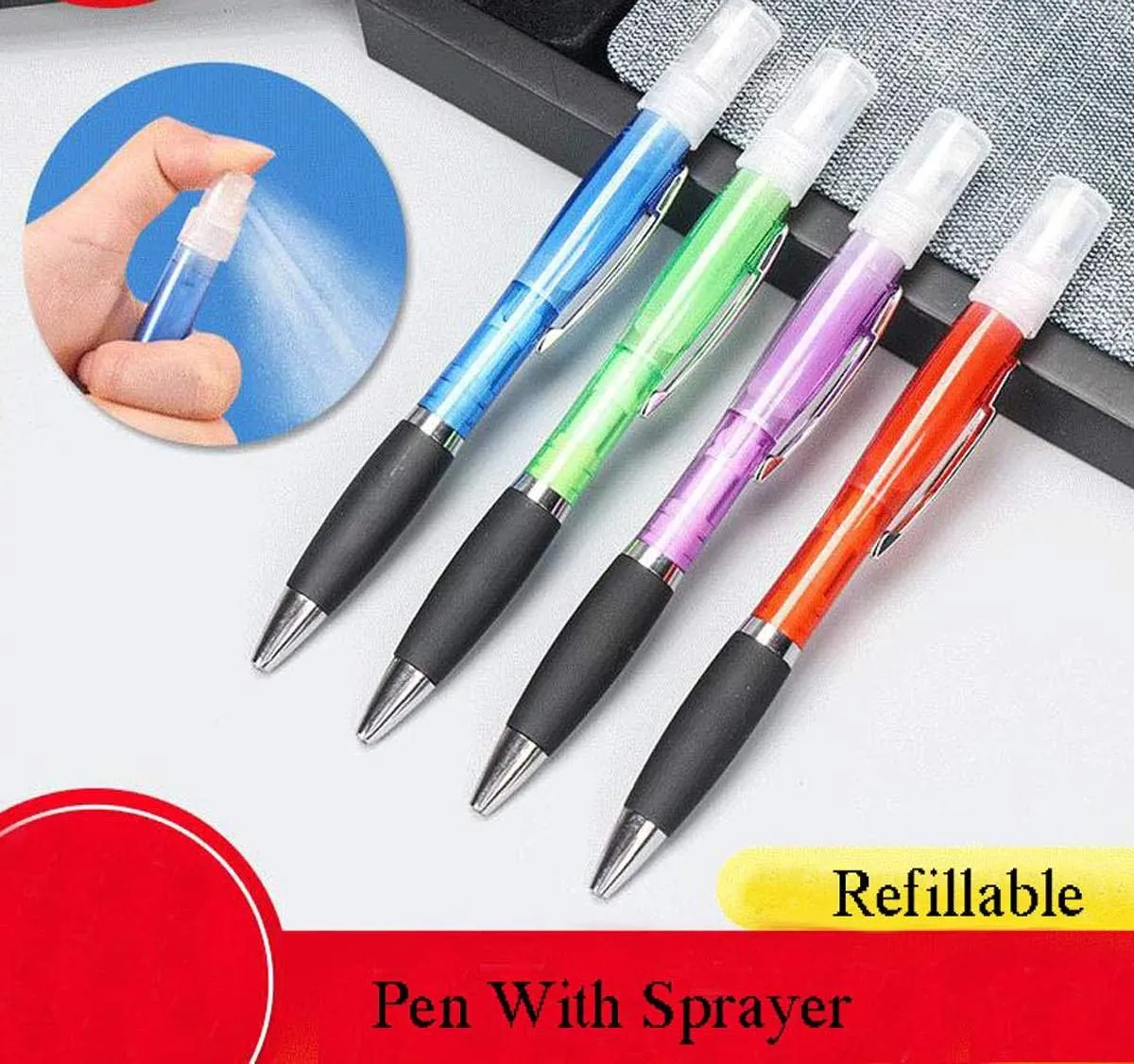 Portable Pen Sanitizer Spray/ball pen, Bottle Pen 10 ML Empty - Sanitizer Spray Pen Transparent, Refillable for Travel & Daily