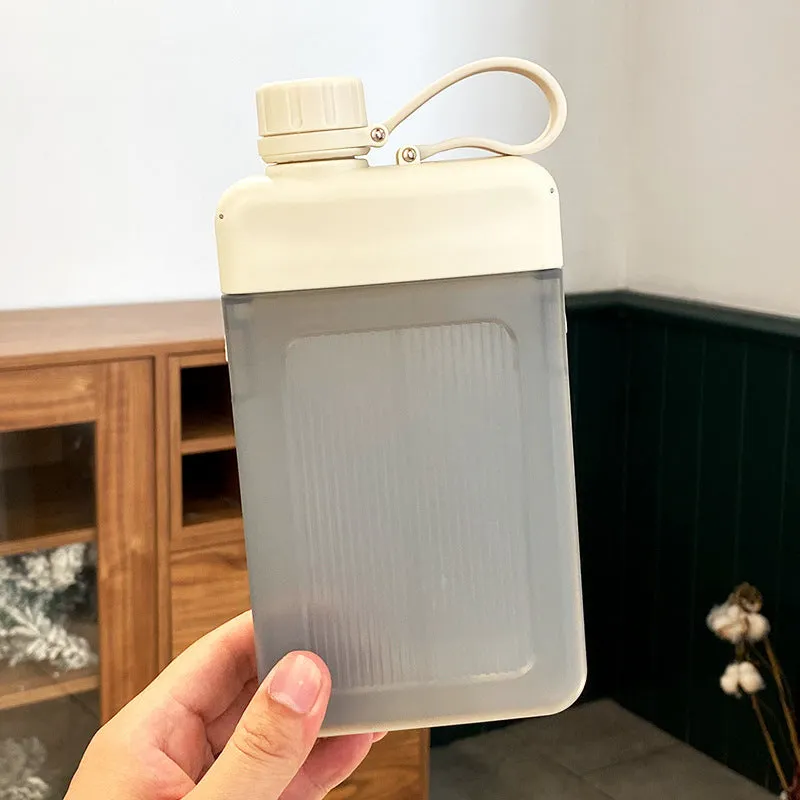 Portable Square Water Bottle, Leakproof, BPA Free, 450ml, Hand Size