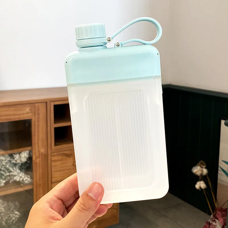 Portable Square Water Bottle, Leakproof, BPA Free, 450ml, Hand Size