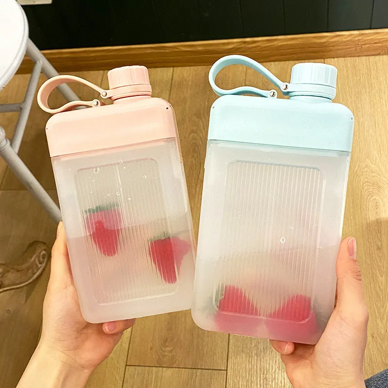 Portable Square Water Bottle, Leakproof, BPA Free, 450ml, Hand Size