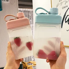 Portable Square Water Bottle, Leakproof, BPA Free, 450ml, Hand Size