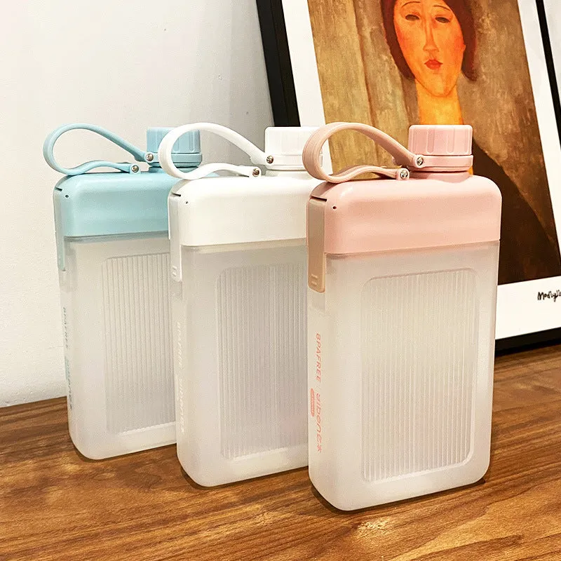Portable Square Water Bottle, Leakproof, BPA Free, 450ml, Hand Size