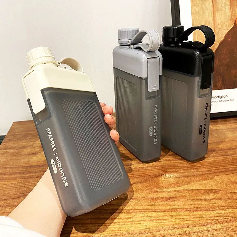 Portable Square Water Bottle, Leakproof, BPA Free, 450ml, Hand Size
