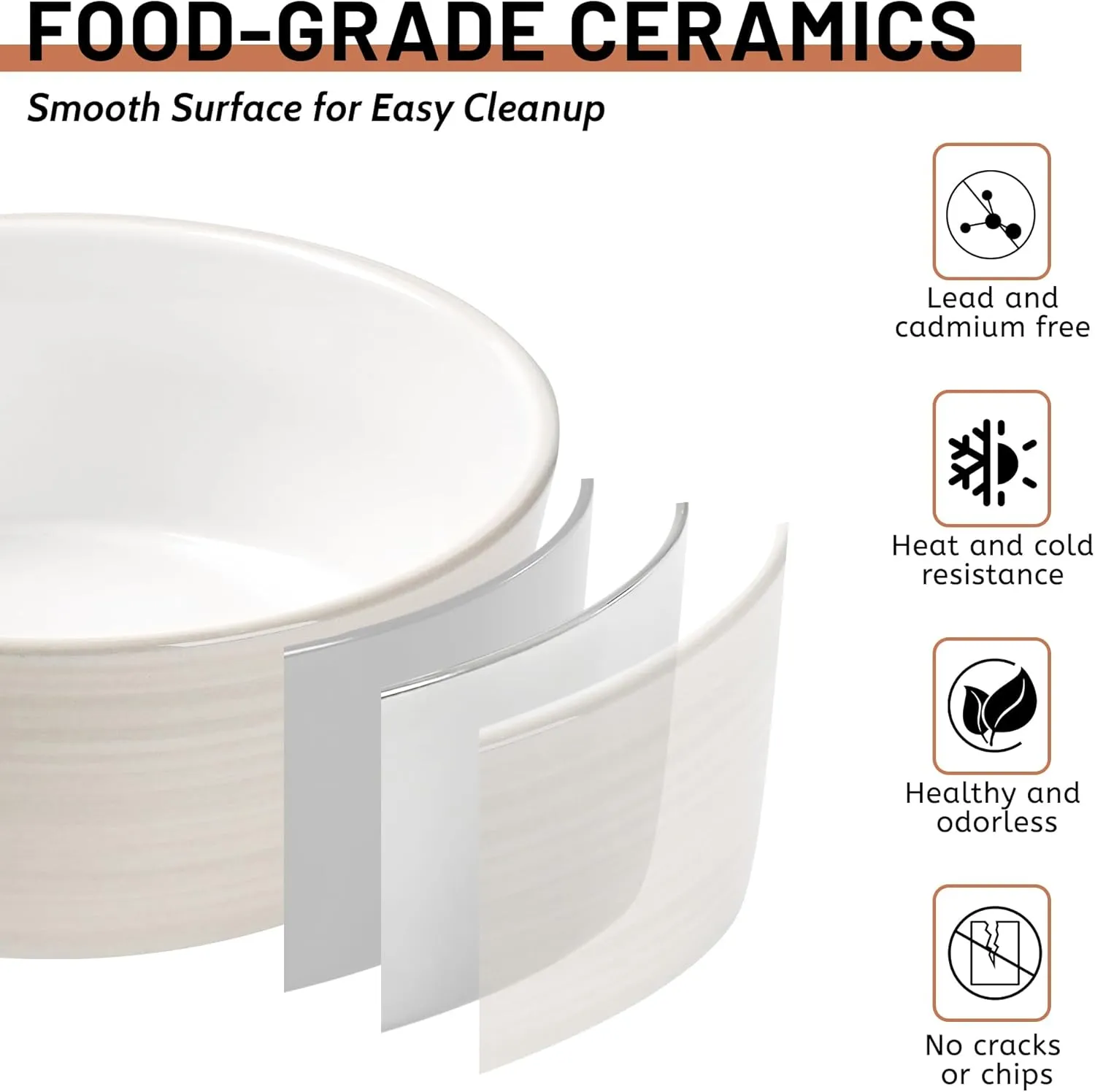 Puppy Dog Bowls, Non Slip Heavy Ceramic Dog Food and Water Bowl with Silicone Base, Pet Feeding Bowl for Small and Medium Dogs (Light Grey-2 Pack, 6 Inches)