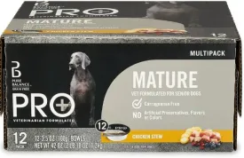 Pure Balance Pro  Chicken Stew Wet Dog Food for Mature Pets, Grain Free, 3.5 oz Cups - High-Protein Formula, Real Chicken, Senior Dog Food, Supports Healthy Skin & Coat (12 Cups of 3.5 oz)