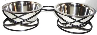 Raintech Double Stainless Steel Bowl With Wrought Iron Stand - 16,5cm
