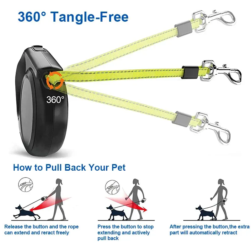 Retractable Dog Leash with Reflective Strip - 5m, for Dogs up to 20kg