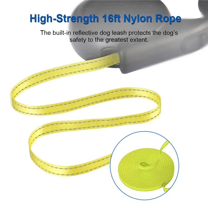 Retractable Dog Leash with Reflective Strip - 5m, for Dogs up to 20kg