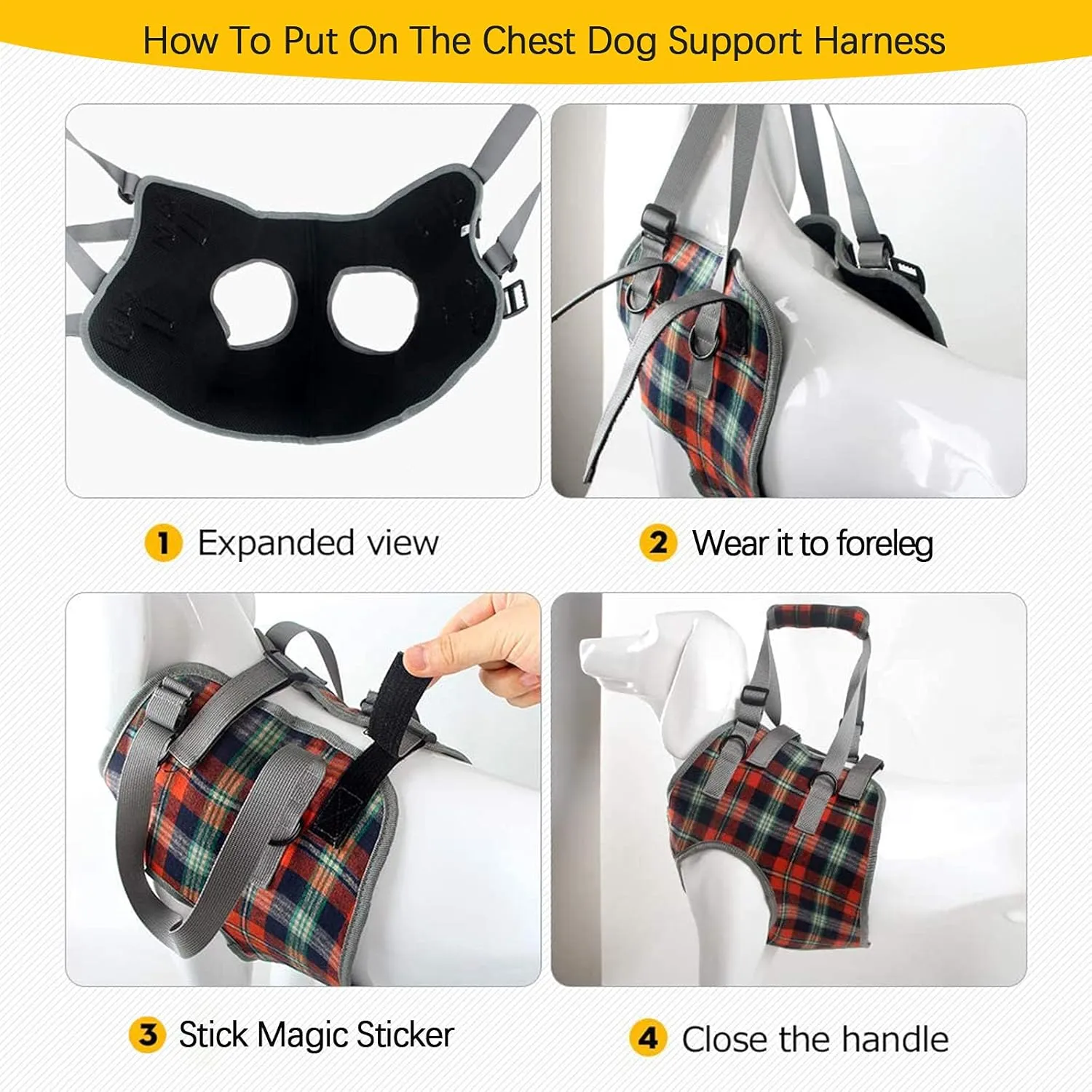 ROZKITCH Dog Lift Harness, Grid Pet Chest Support Aid Veterinarian Approved Sling for Old K9 Help With Poor Stability, Front Legs Disabled Joint Injury Elderly Arthritis ACL Rehabilitation Rehab