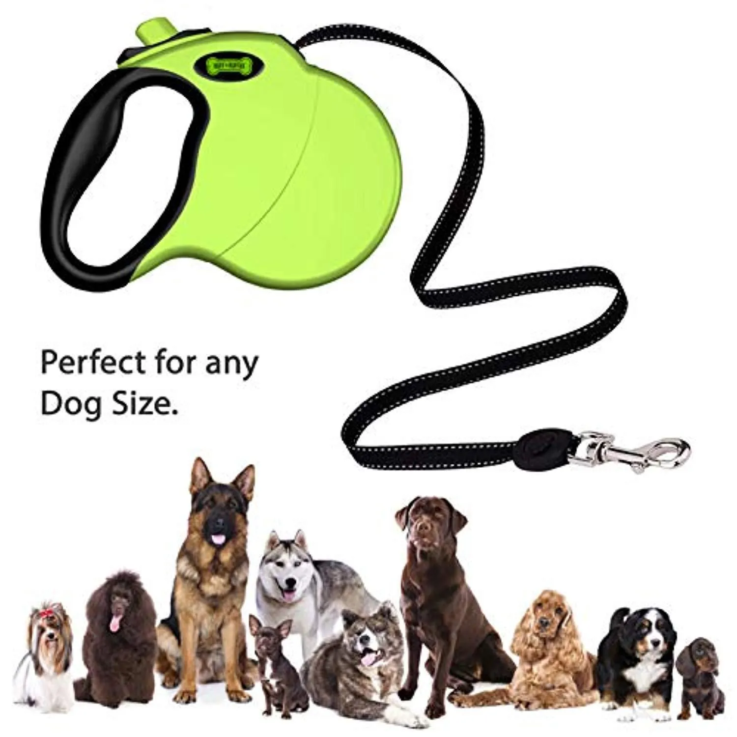 Ruff 'n Ruffus Retractable Dog Leash with Free Waste Bag Dispenser and Bags   Bonus Bowl | Heavy-Duty 16ft Retracting Pet Leash | 1-Button Control | Durable