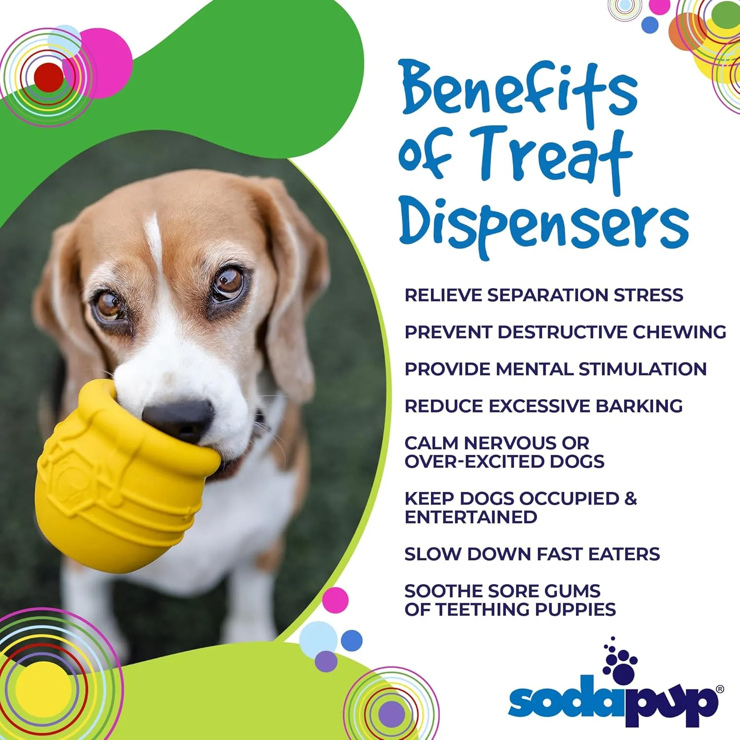 SodaPup Honey Pot  Durable Dog Treat Dispenser & Enrichment Toy Made in USA from Non-Toxic, Pet Safe, Food Safe Natural Rubber Material for Mental Stimulation, Problem Chewing, Calming Nerves, & More