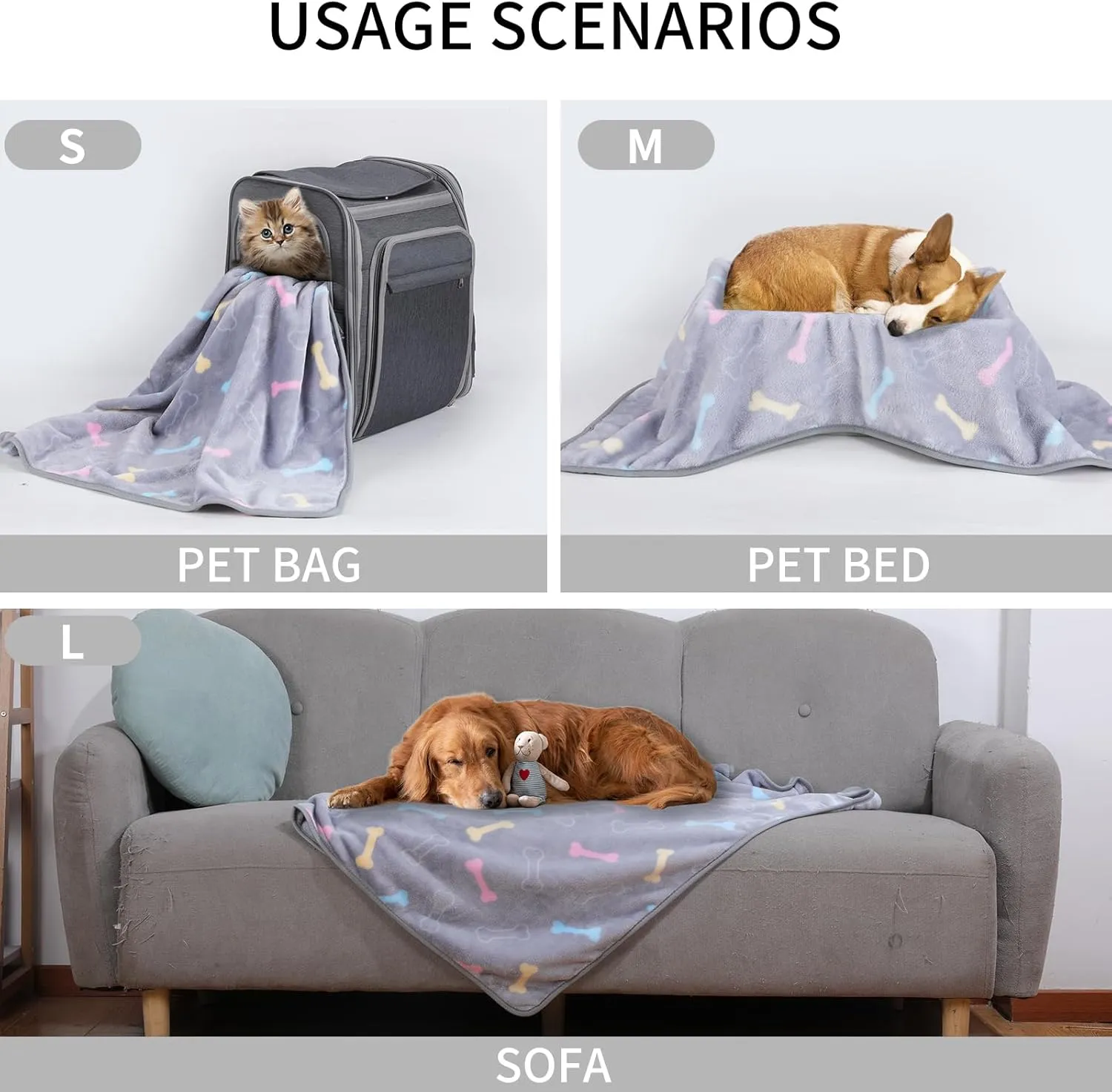 SORKUT 1 Pack 6 Dog Blankets Cat Soft Fluffy Fleece Pet Blanket Puppy Blanket Warm Paw Print Design Puppy Kitten Doggy Small(23"x15")