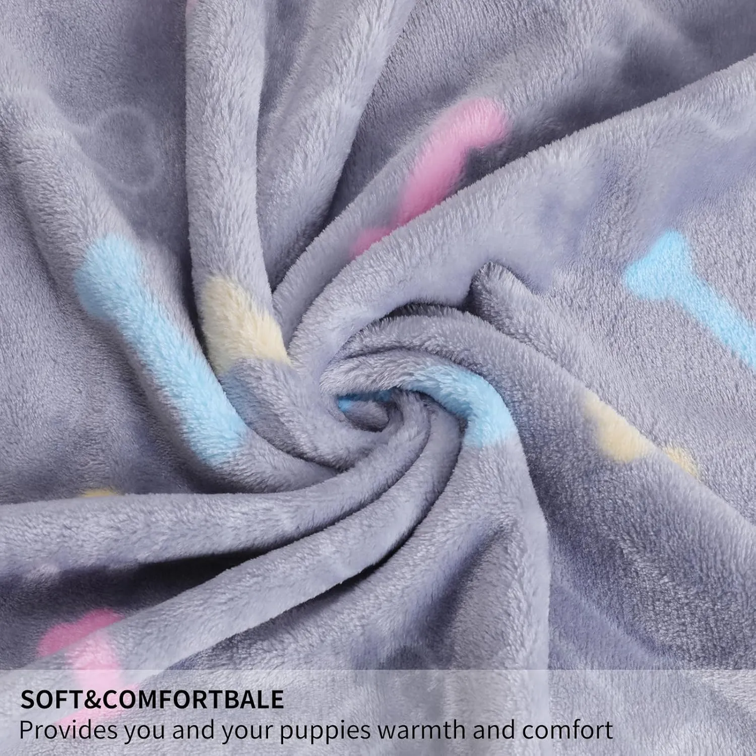 SORKUT 1 Pack 6 Dog Blankets Cat Soft Fluffy Fleece Pet Blanket Puppy Blanket Warm Paw Print Design Puppy Kitten Doggy Small(23"x15")