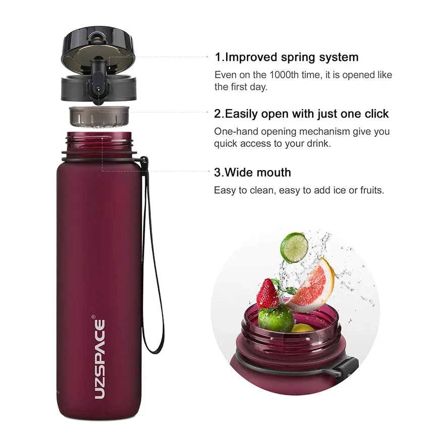 Sports Water Bottle 500/1000ML Protein Shaker Outdoor Travel Portable Leakproof Drinkware Plastic Drink Bottle BPA Free