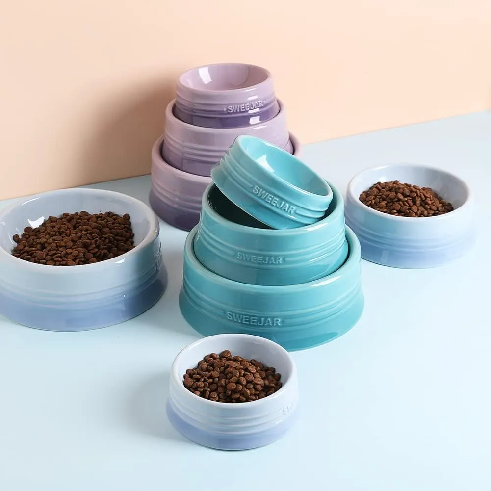 Sweejar Gradient Dog Bowl, Ceramic Dog Food Dish for Medium Dogs and Cat, Porcelain Pet Bowl for Food and Water 18 oz (Gradient Purple)