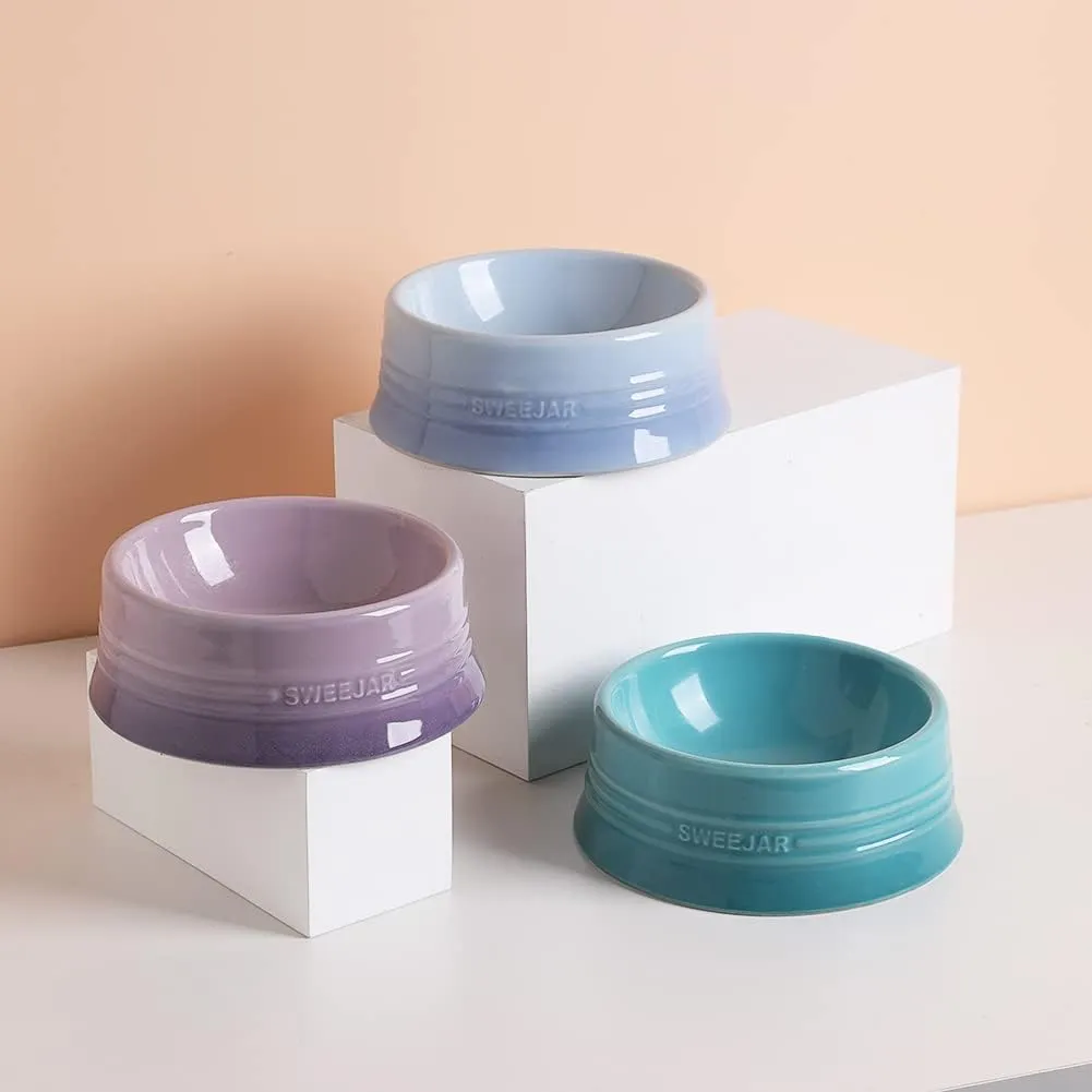 Sweejar Gradient Dog Bowl, Ceramic Dog Food Dish for Medium Dogs and Cat, Porcelain Pet Bowl for Food and Water 18 oz (Gradient Purple)