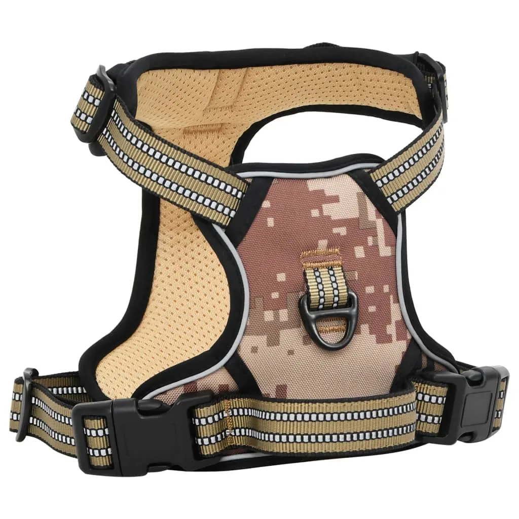 vidaXL Dog Harness with Lead & Collar Adjustable Camouflage Brown XL