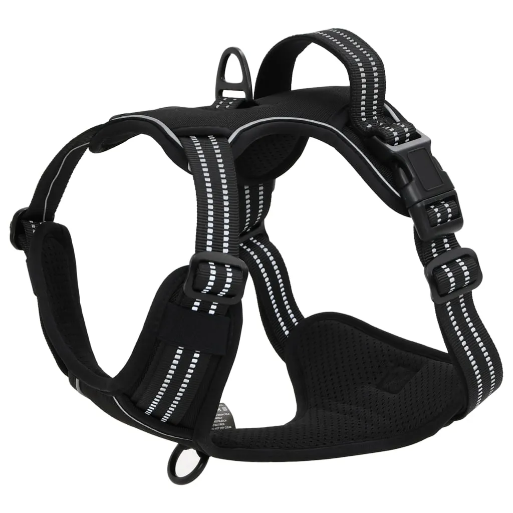 vidaXL Dog Harness with Reflective Stripes Adjustable Black S