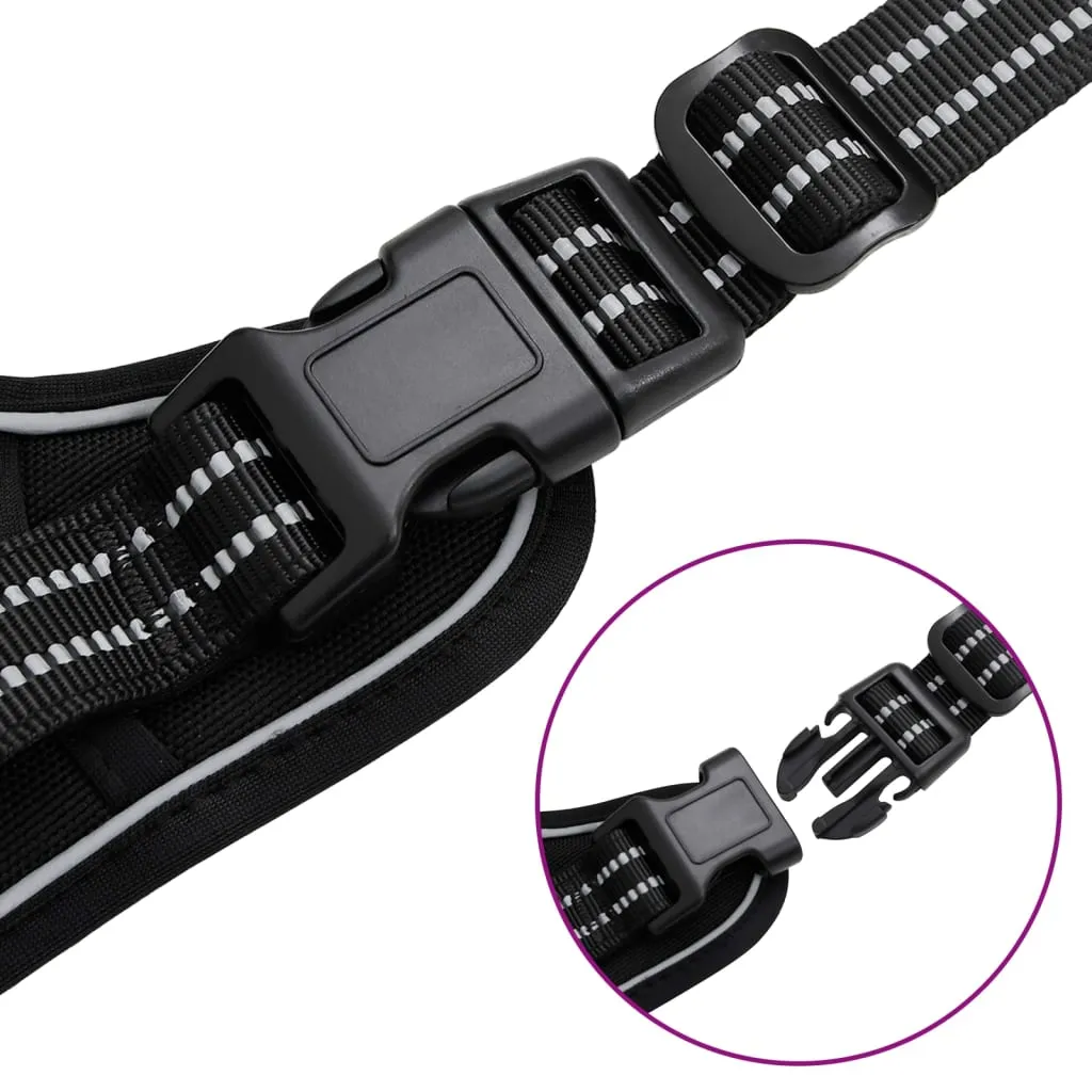 vidaXL Dog Harness with Reflective Stripes Adjustable Black S