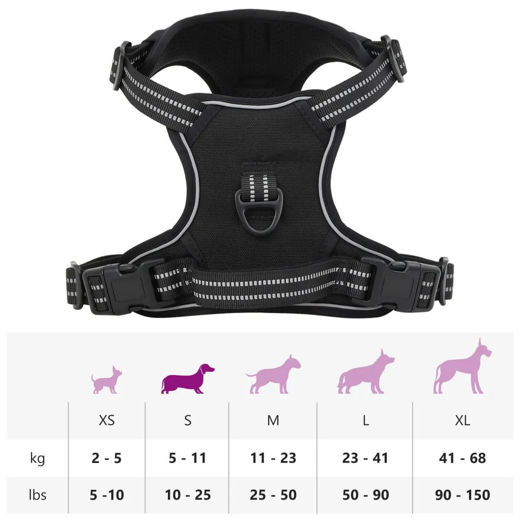 vidaXL Dog Harness with Reflective Stripes Adjustable Black S