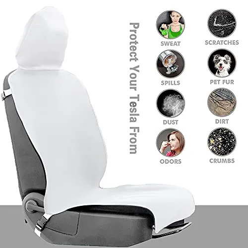 Waterproof and Machine Washable Seat Cover for Tesla Model S, 3, & Y (White)