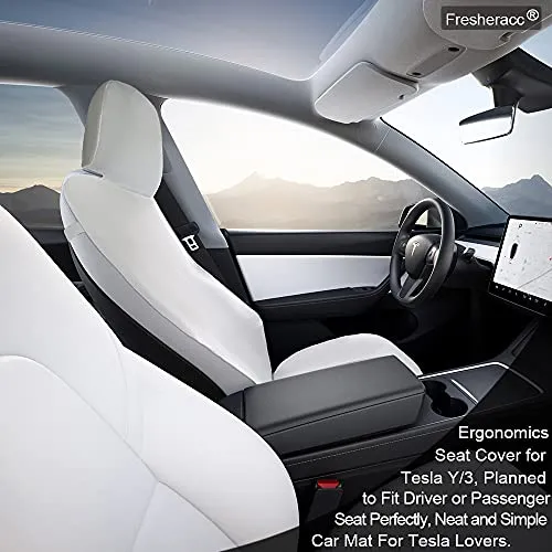 Waterproof and Machine Washable Seat Cover for Tesla Model S, 3, & Y (White)