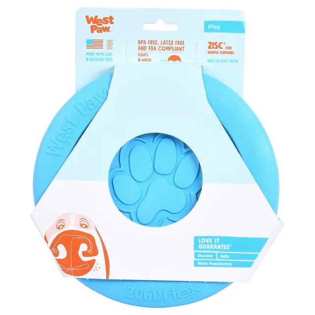 West Paw Zogoflex Zisc Flying Disc Dog Toy, Large Aqua Blue